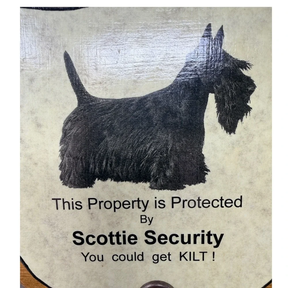 Vintage Wooden Scottish Terrier Wall Sign Coat Rack Leash Hook Scottie Dog
